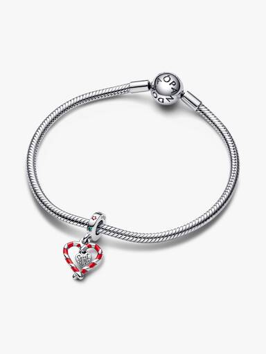 Charm Pendant Double Cœur de Noël Sucre d’Orge