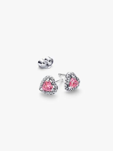 Clous d'Oreilles Cœurs Surélevés Roses