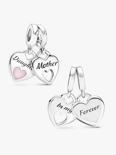 Charm pendente con doppio cuore