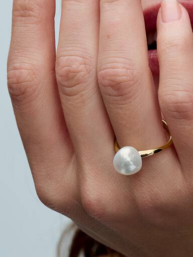 Bague Perle de Culture d'Eau Douce Traitée Baroque