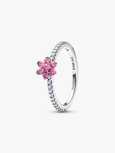 Anello Fiore rosa scintillante