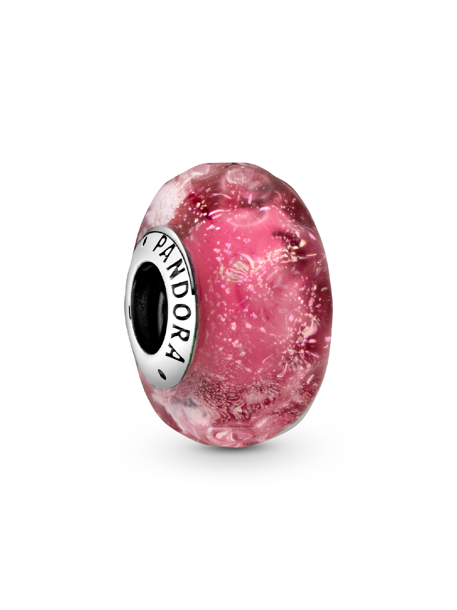 Wellenförmiges lachsfarbenes Murano-Glas Charm