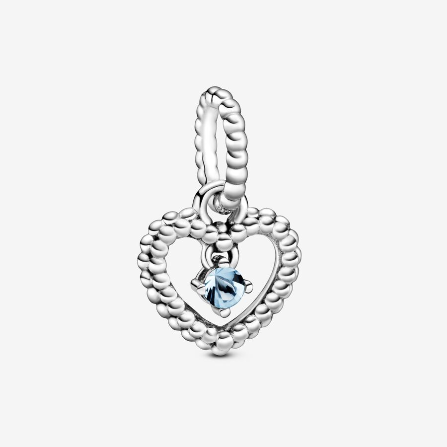 Charm pendente a cuore azzurro acqua decorato con sfere image number 0
