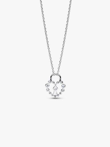 Collier à Pendentif Cadenas Cœur Scintillant