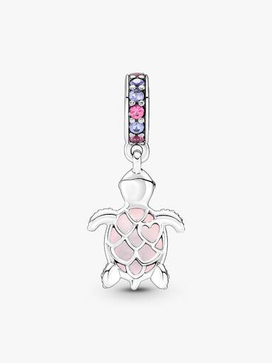 Rosafarbene Meeresschildkröte Murano-Glas Charm-Anhänger