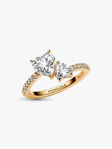 Bague Scintillante Cœur Double