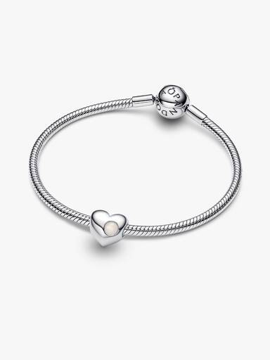 Charm Cuore con pietra bianca da incidere