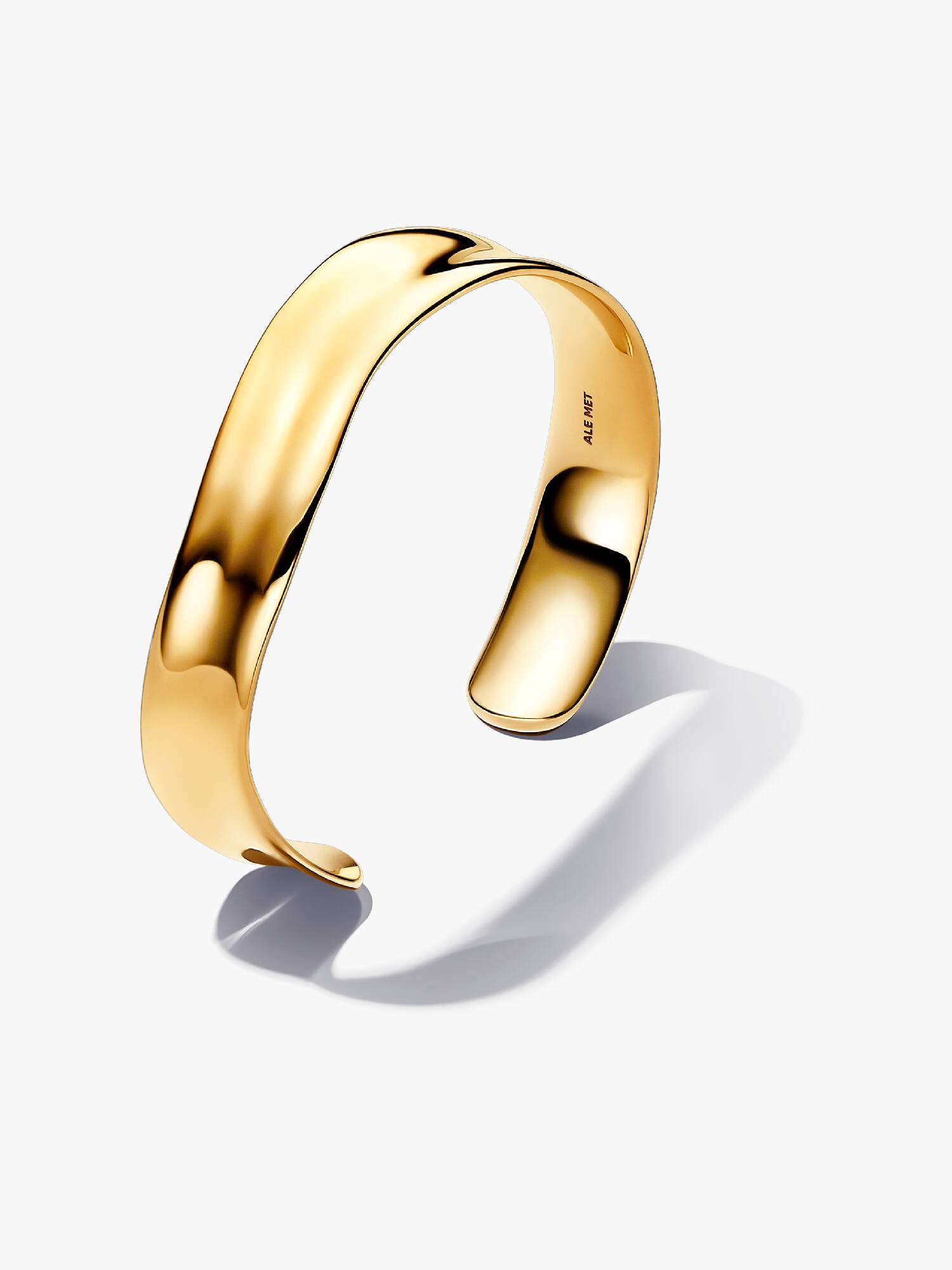 Bracciale Aperto Fascia Larga Linea Sinuosa