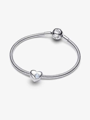 Charm Cœur Pierre Bleu Azur Mer Gravable