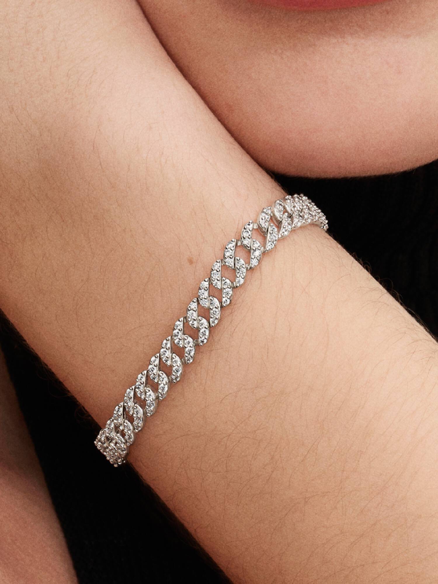 Bracelet Maille Cubaine Pavé