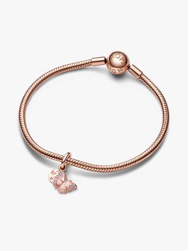 Charm Pendant Double Papillon Rose & Citation