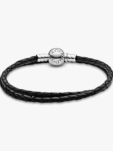 Doppeltes schwarzes Lederarmband