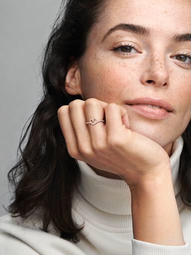 Bague Cœur Chevron Scintillante