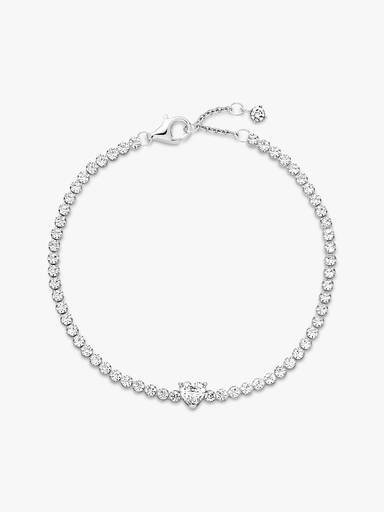 Bracciale tennis scintillante con cuore