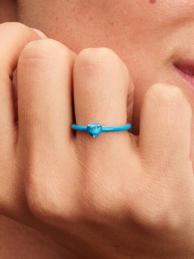 Anello con Pietra a Cuore Color Turchese