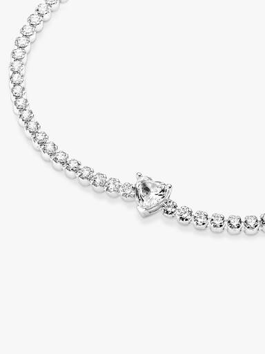 Bracciale tennis scintillante con cuore