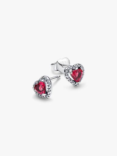 Clous d'Oreilles Cœurs Surélevés Rouges