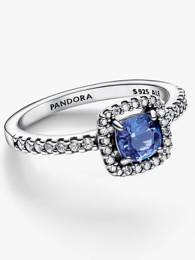 Funkelnder Eckiger Blauer Strahlenkranz Ring