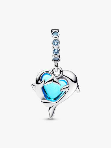 Blauer Murano-Glas Delfine Charm-Anhänger