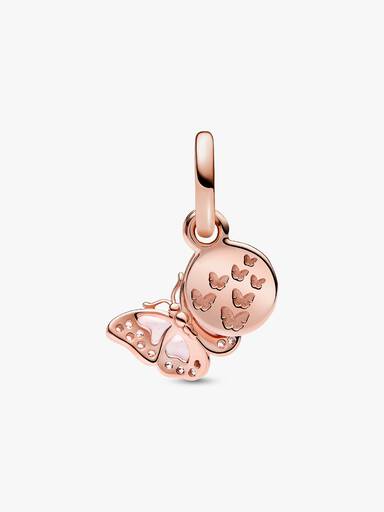 Charm Pendant Double Papillon Rose & Citation