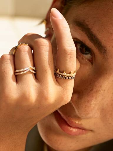 Openwork heart silver ring