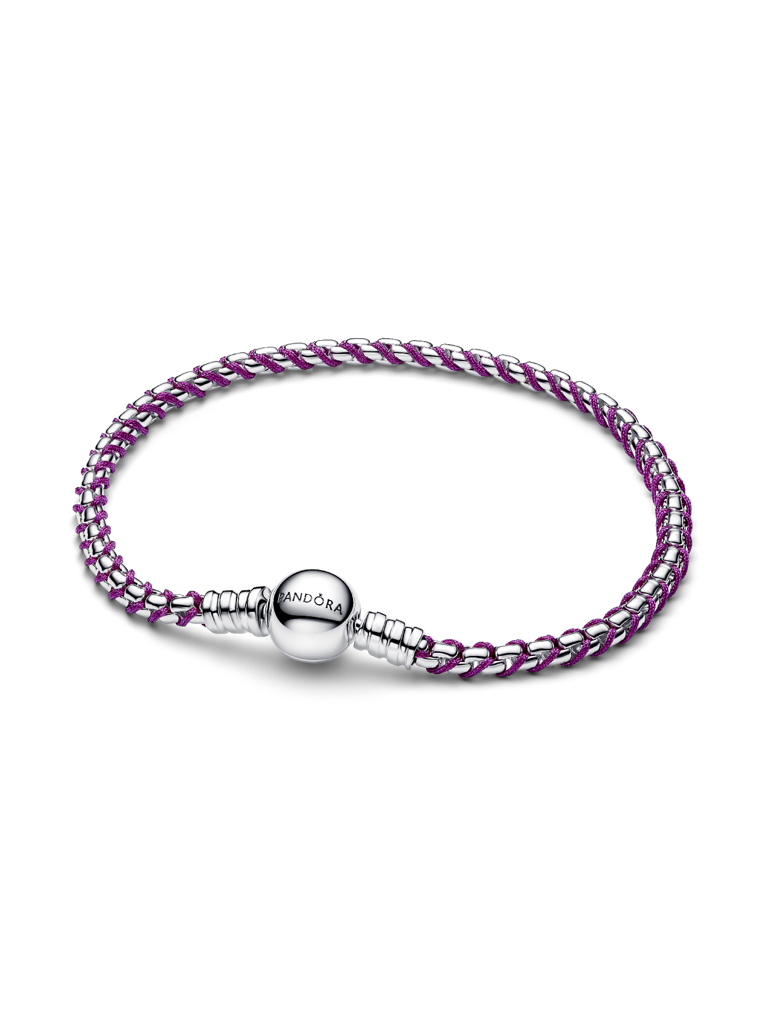 Lilafarbene Kordel Kastenkette Armband