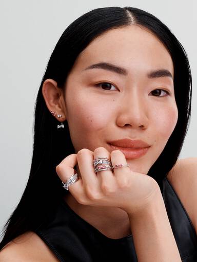 Bague Nœud Rose Scintillant