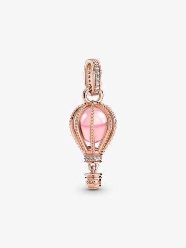 Charm Pendant Montgolfière Rose Scintillant