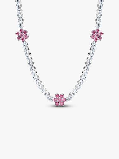 Collana tennis Fiore rosa