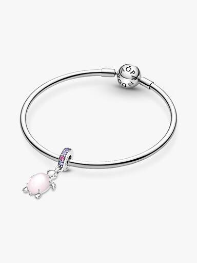 Rosafarbene Meeresschildkröte Murano-Glas Charm-Anhänger