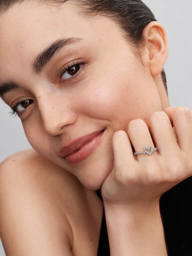 Funkelnder Wishbone Herz Ring