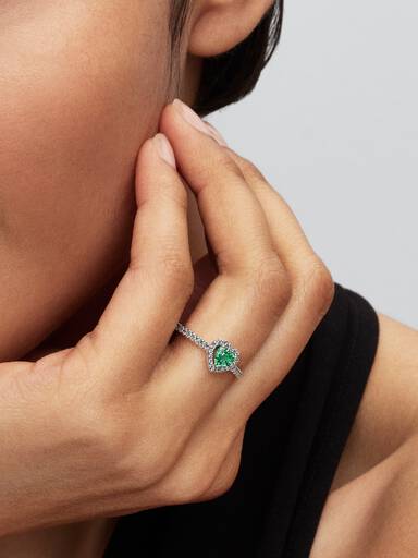 Anello Cuore in rilievo verde menta