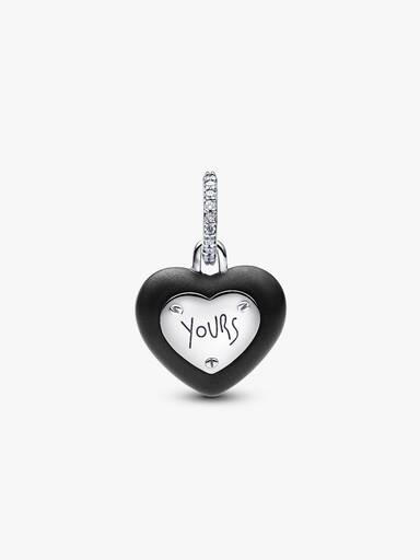 Charm Pendant Cadenas Cœur Céramique Noire Mate