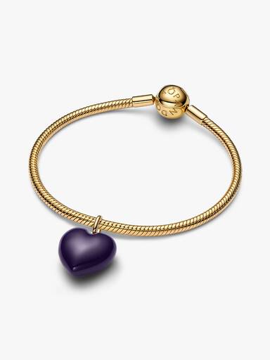 Charm Pendant Cœur Tridimensionnel Violet
