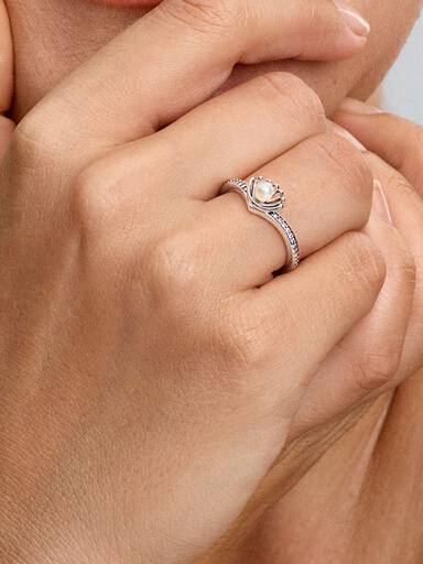 Bague Perle de Culture d’Eau Douce Traitée Princesse Disney Arielle Coquillage