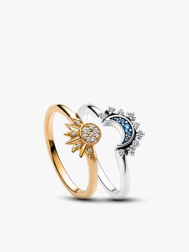 Set di anelli scintillanti Sole e Luna Celestial