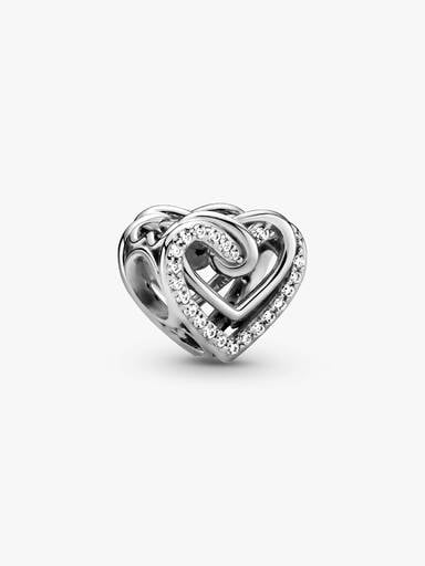 Charm Cuori intrecciati scintillante