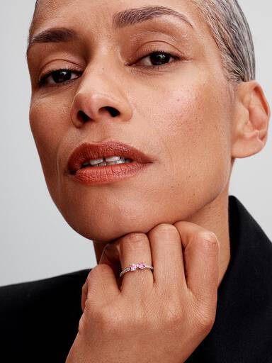 Bague Nœud Rose Scintillant