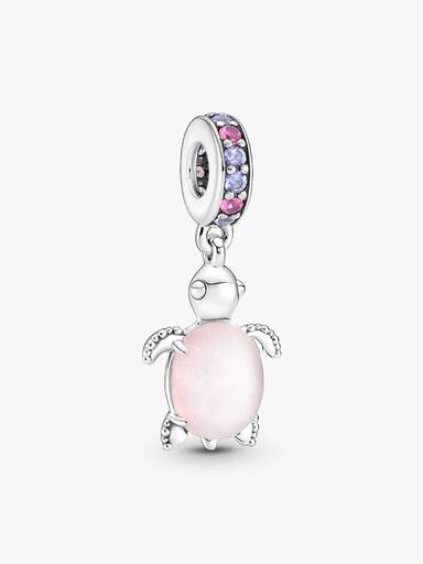 Rosafarbene Meeresschildkröte Murano-Glas Charm-Anhänger