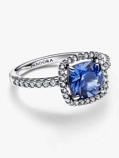 Funkelnder Eckiger Blauer Strahlenkranz Statement-Ring