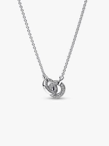 Collana con pendente intrecciato e pavé Pandora Signature