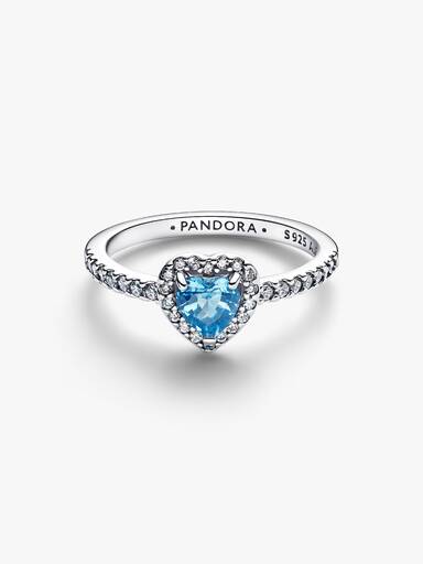 Anello Cuore azzurro in rilievo