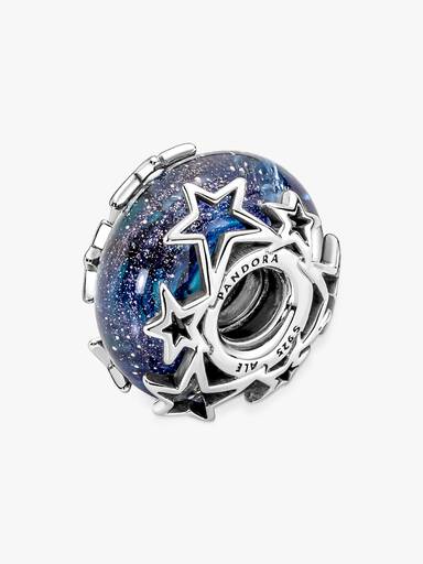 Charm in vetro di Murano Galassia blu e stelle