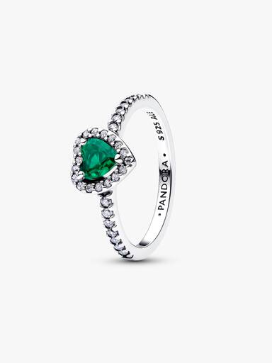 Anello Cuore in rilievo verde royal