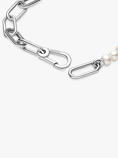 Bracciale maglia link con perle coltivate d’acqua dolce trattate Pandora ME