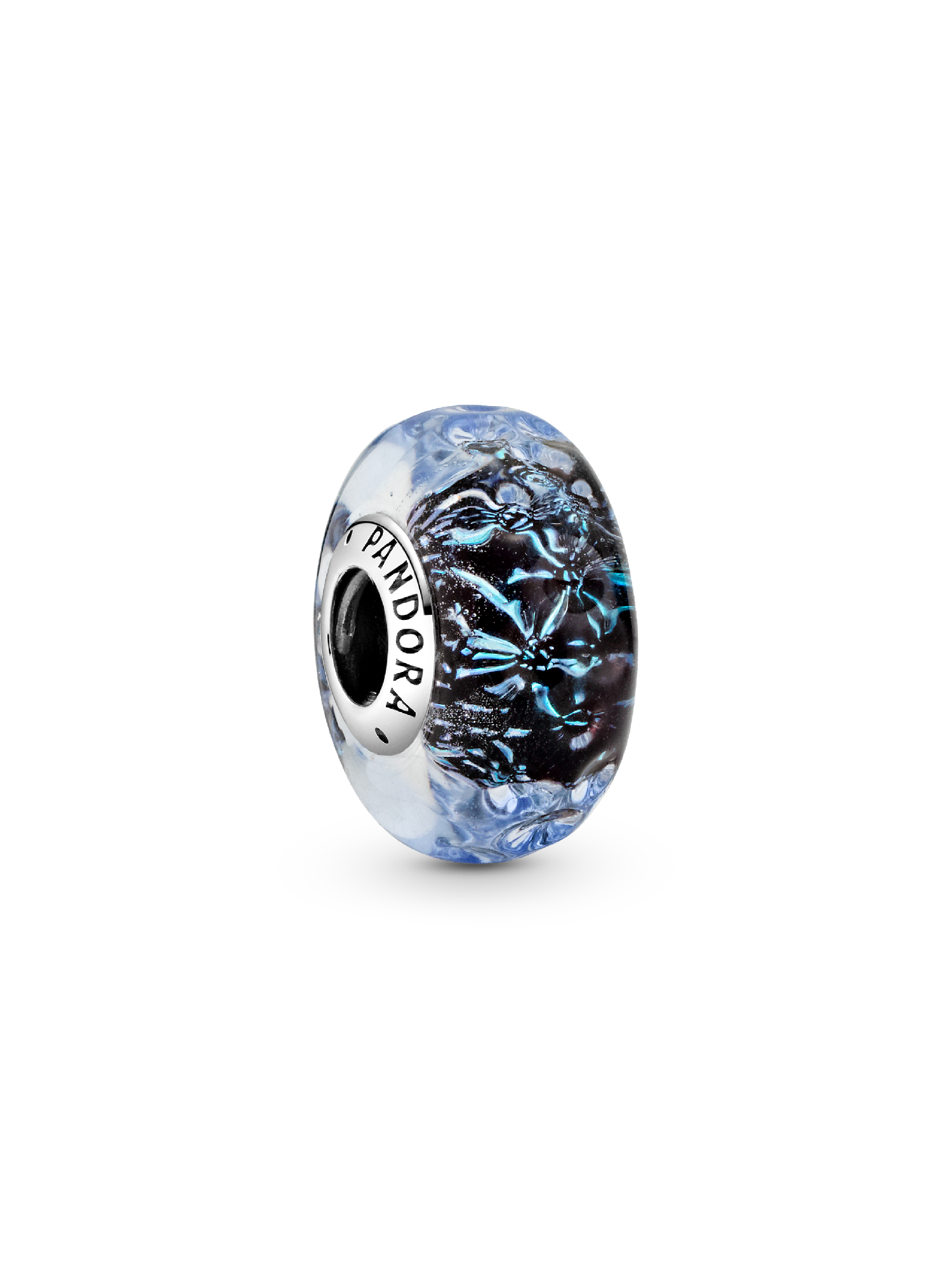 Welliges dunkelblaues Ozean Murano-Glas Charm