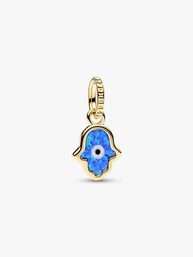 Charm Pendente Mano di Fatima Opale Blu