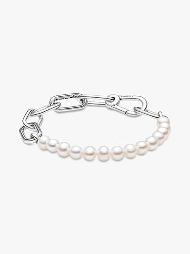 Bracciale maglia link con perle coltivate d’acqua dolce trattate Pandora ME