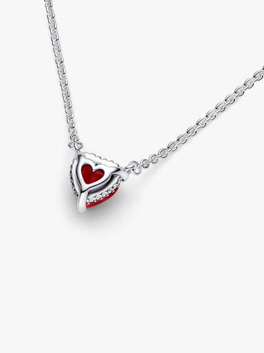 Funkelnder Herzförmiger Strahlenkranz Collier-Halskette