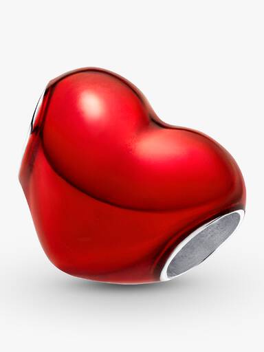 Charm Cuore rosso metallico